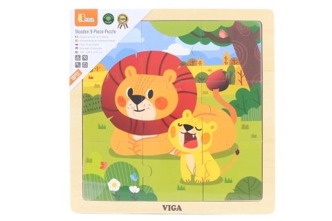 Wooden Puzzle 9 Pieces with Lions