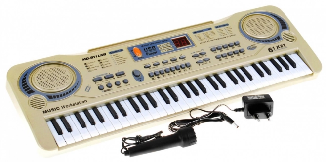 Children's Beige Keyboard with Microphone and USB MP3