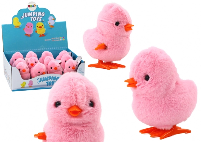 Wind-up Jumping Plush Chicken Toy Pink