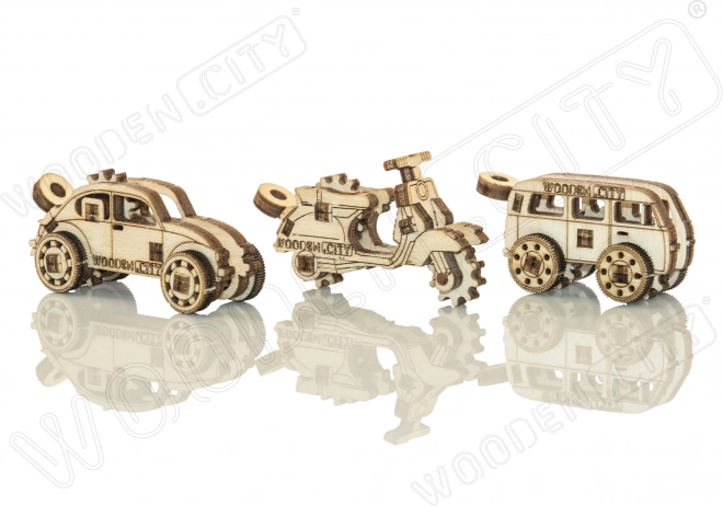 Wooden 3D Puzzle Vintage Cars and Motorbike