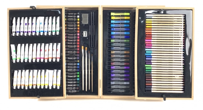 Professional Art Kit in Wooden Case with 174 Pieces