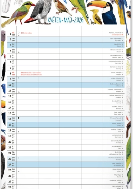 Wall Calendar Family Planner 2026 with Animalium Illustrations