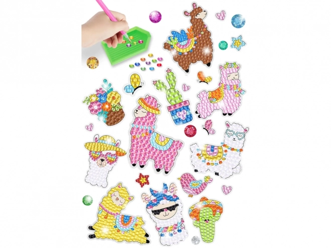 Diamond Sticker Set Llama Animals Mosaic