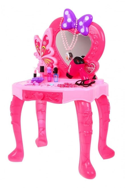 Interactive Pink Vanity Set for Kids with Lights and Styling Accessories