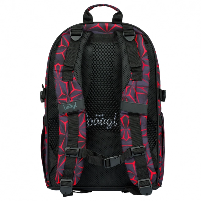 Baagl School Backpack Core Red Polygon