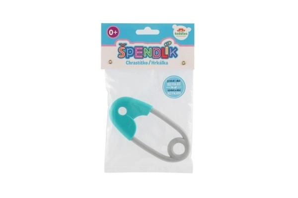 Baby Rattle Pin Turquoise-Grey