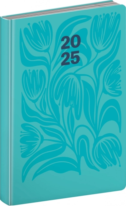 Notique daily diary Cambio 2025 with turquoise flowers