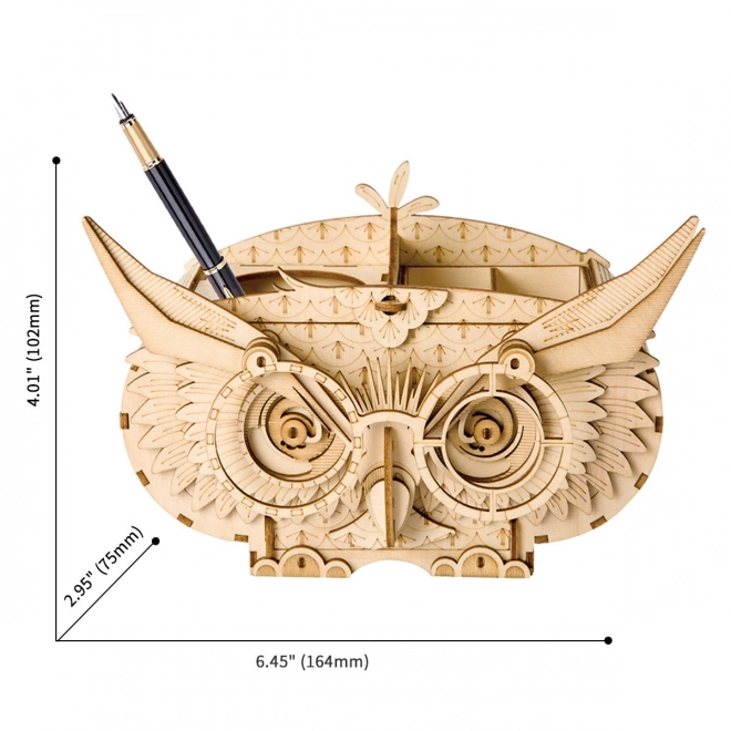 Robotic Owl Wooden 3D Puzzle Stand