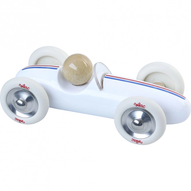 Vilac Large Wooden Racing Car Grand Prix Vintage White