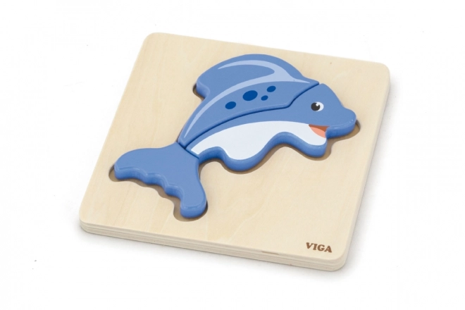 Wooden Dolphin Puzzle for Toddlers