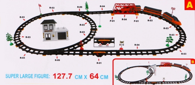 Large Electric Train Set With Loop And Accessories For Kids 3+