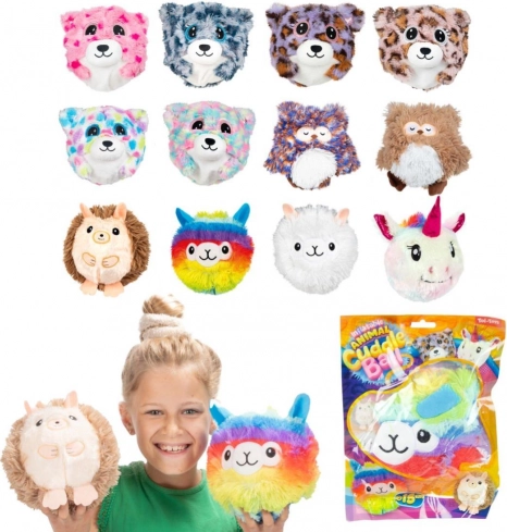 Pallina peluche gonfiabile con animaletti 15 cm, assortimento