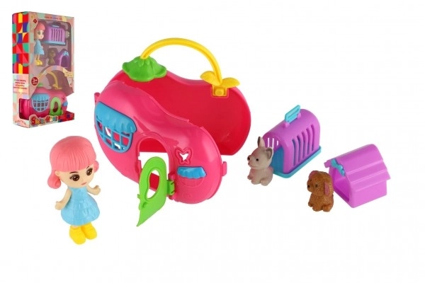 Doll with House and Pets Set