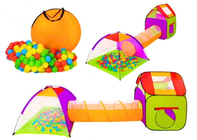 Colorful 3-in-1 Play Tent with Tunnel and Balls