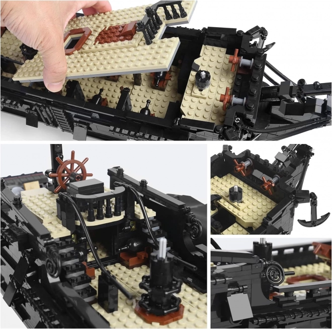 Pirate Ship Building Blocks Black Sail Set