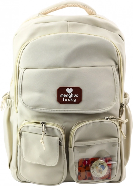 Urban school backpack with capybara beige