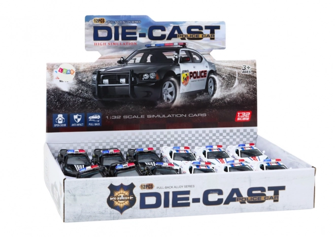 Metal Police Car Toy with Pull Back Mechanism 1:32 Scale