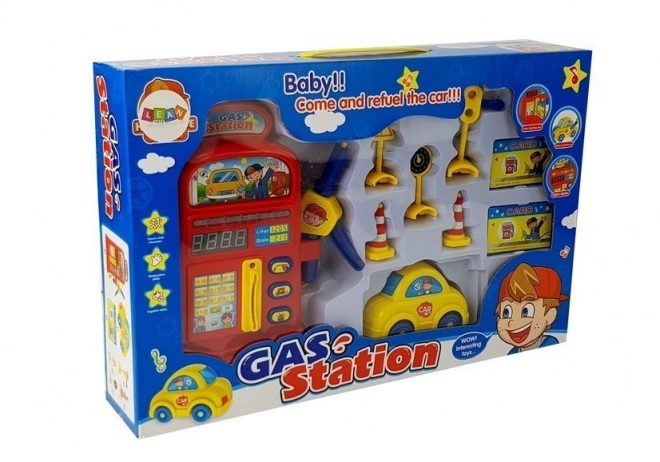 Gas Station Playset with Car, Road Signs, Sound and Light Effects