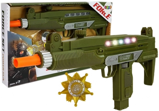 Military Toy Set Gun Sound Light Badge