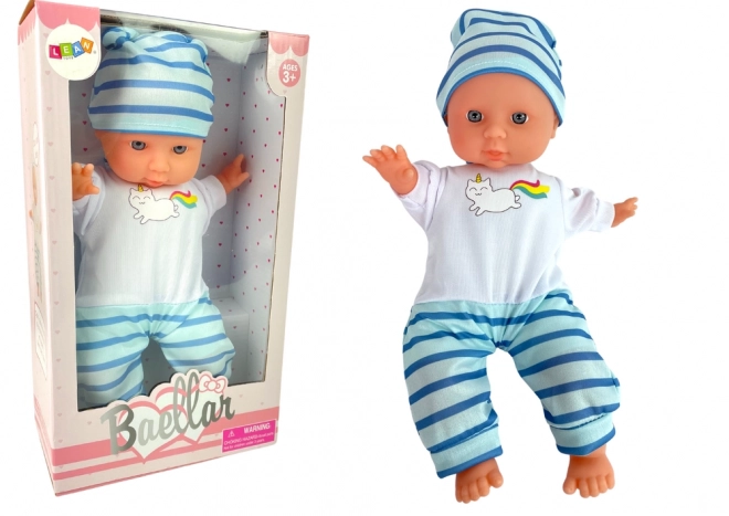 Baby doll blue striped pajamas 30 cm