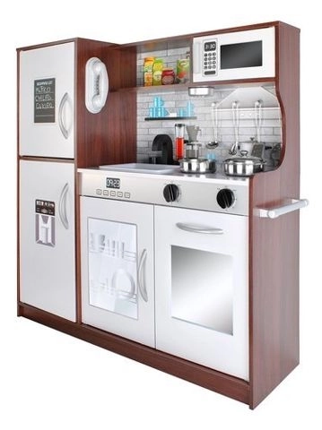 Wooden Play Kitchen by KRUZZEL – Dark Wood