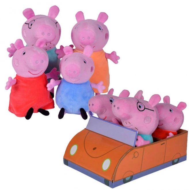 Simba Peppa Pig Family Plush Toy Set with Car