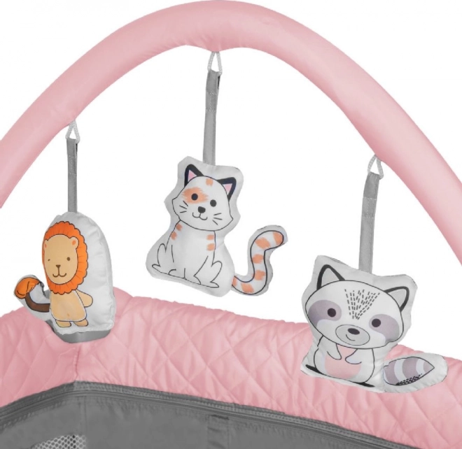 Lionelo Travel Crib and Playpen Flower 2-in-1 Grey Scandi – Flamingo