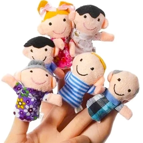 Set of 6 Finger Puppet Plush Toys - Family Characters