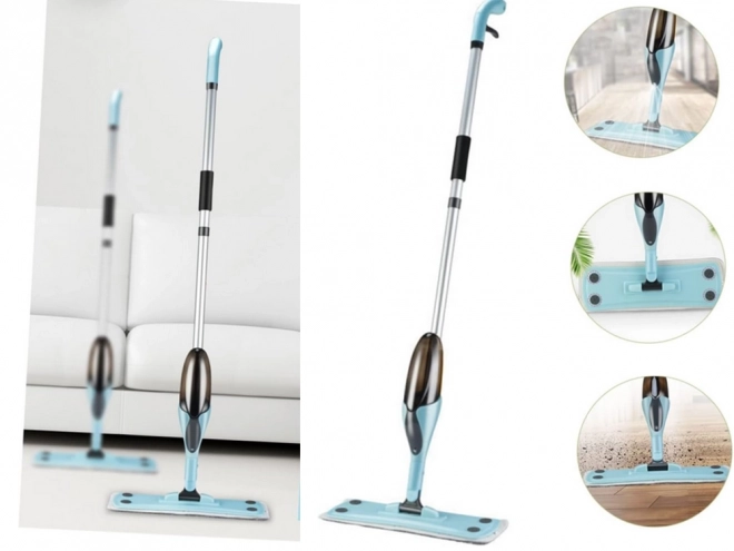 Flat Mop with Rotating Sprayer and Microfiber Pads