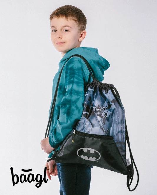 Baagl 3-piece Set: Backpack, Pencil Case, Bag - Batman Dark City