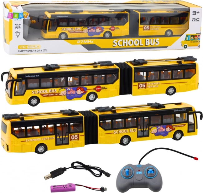 Zdalnie sterowany szkolny trolejbus Przegubowy 1:32 żółty
