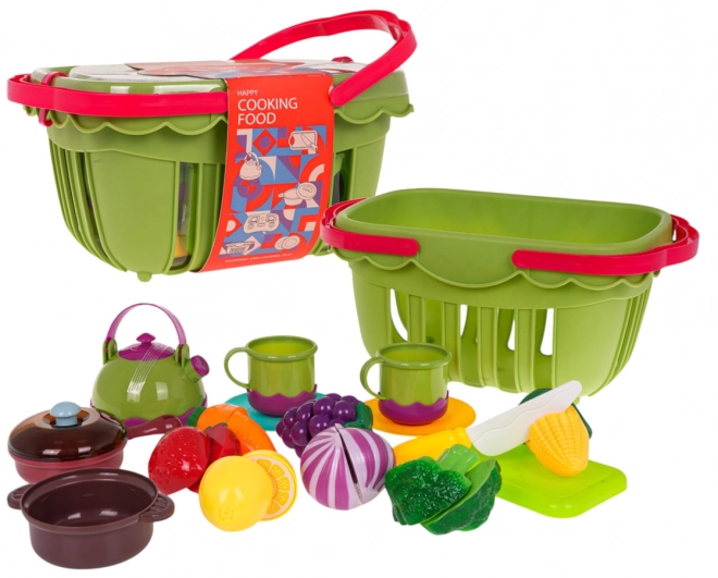 Picnic Basket with Vegetables and Fruits for Children