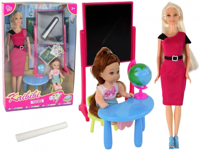 Teacher and Student Doll Set with School Accessories