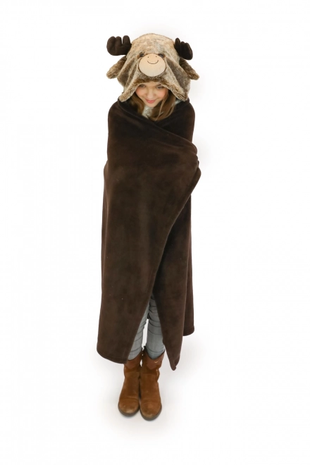 Warm Cozy Hooded Blanket with Animal Motif