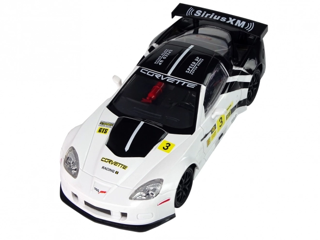 remote control racing car corvette c6.r white with lights