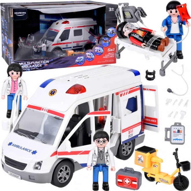 interactive ambulance play set with stretcher and sound