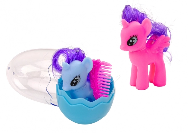 Colorful Unicorn Figurine with Comb in Magic Egg