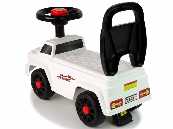 Ride-On Toy Car with Backrest and Horn White