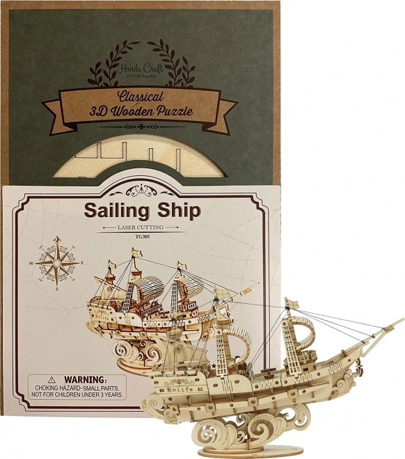 Wooden 3D Puzzle Military Sailing Ship