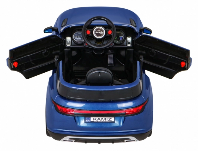 Super-S elektrické auto pre deti + Diaľkové ovládanie + Pomalý štart + EVA kolesá + Zvuky Svetlá – Modré