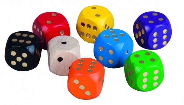 Colorful Wooden Dice Set - 150 Pieces in Plastic Jar