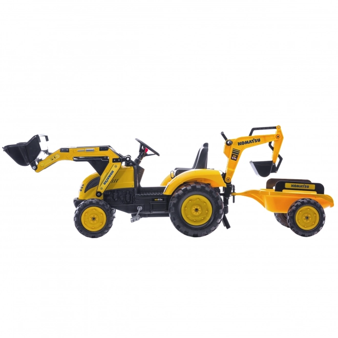 Pedal Tractor Komatsu with Front and Rear Bucket and Roller