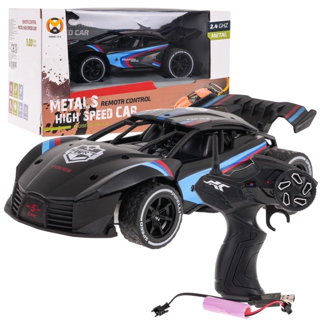 Remote Control Metal Speed Car White 1:20 – Black