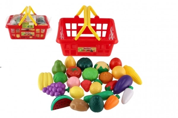 Shopping Basket with Assorted Fruits and Vegetables for Kids