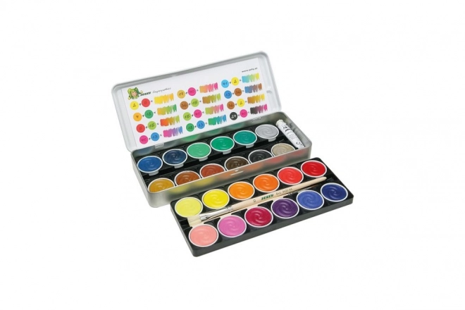 Paint Set with 24 Colors Plus White and Brushes