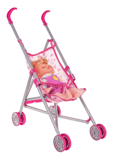 3-in-1 Doll Care Playset with Pink Stroller, Swing, Rocker and Doll