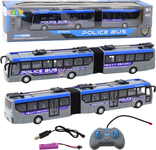 Police RC Bus with LED Lights Gray 1:32