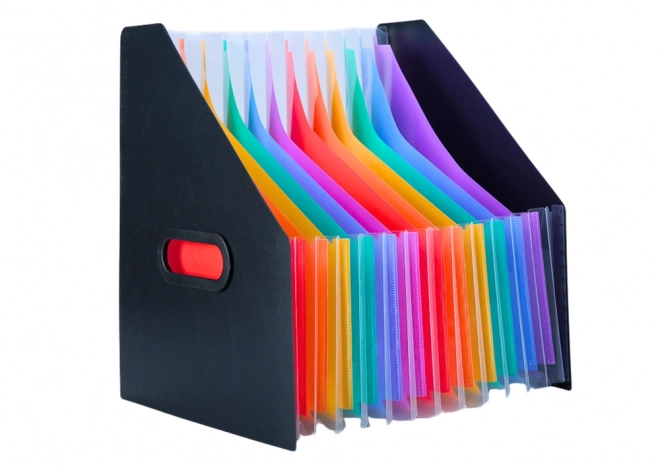 Vertical folder organizer for documents with colorful tabs black A4