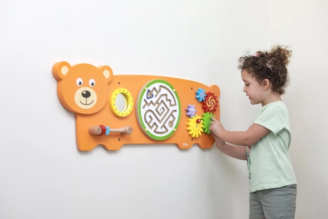 Wooden Wall Game with Bear Motif