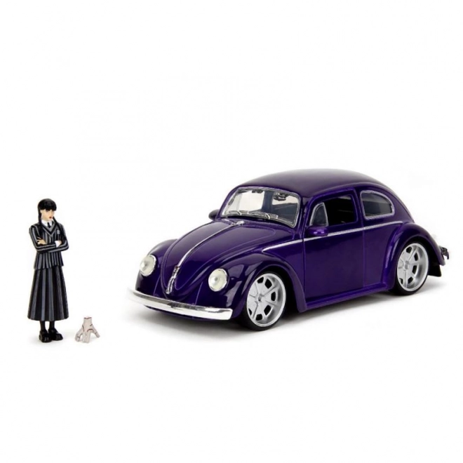 Wednesday Addams VW Beetle Toy with Figure